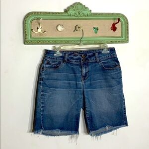 Delia’s Reese blue jean Denim shorts fray hem Sz 7-8 casual